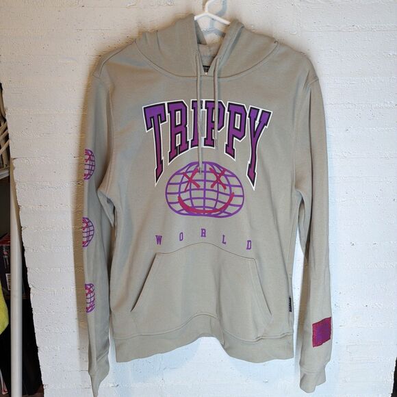 Brooklyn Cloth Mfg Co Trippy World Hoodie Rare Color Way Unisex Med EUC - Picture 1 of 6